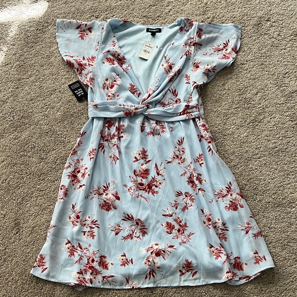 Express Light Blue Floral dress